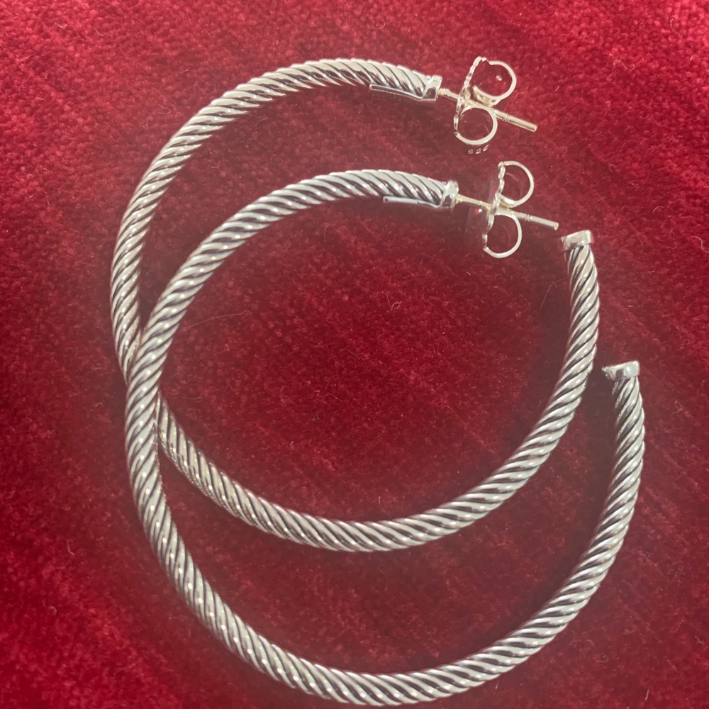 David Yurman 925 2' Inch Cable Hoop Earrings